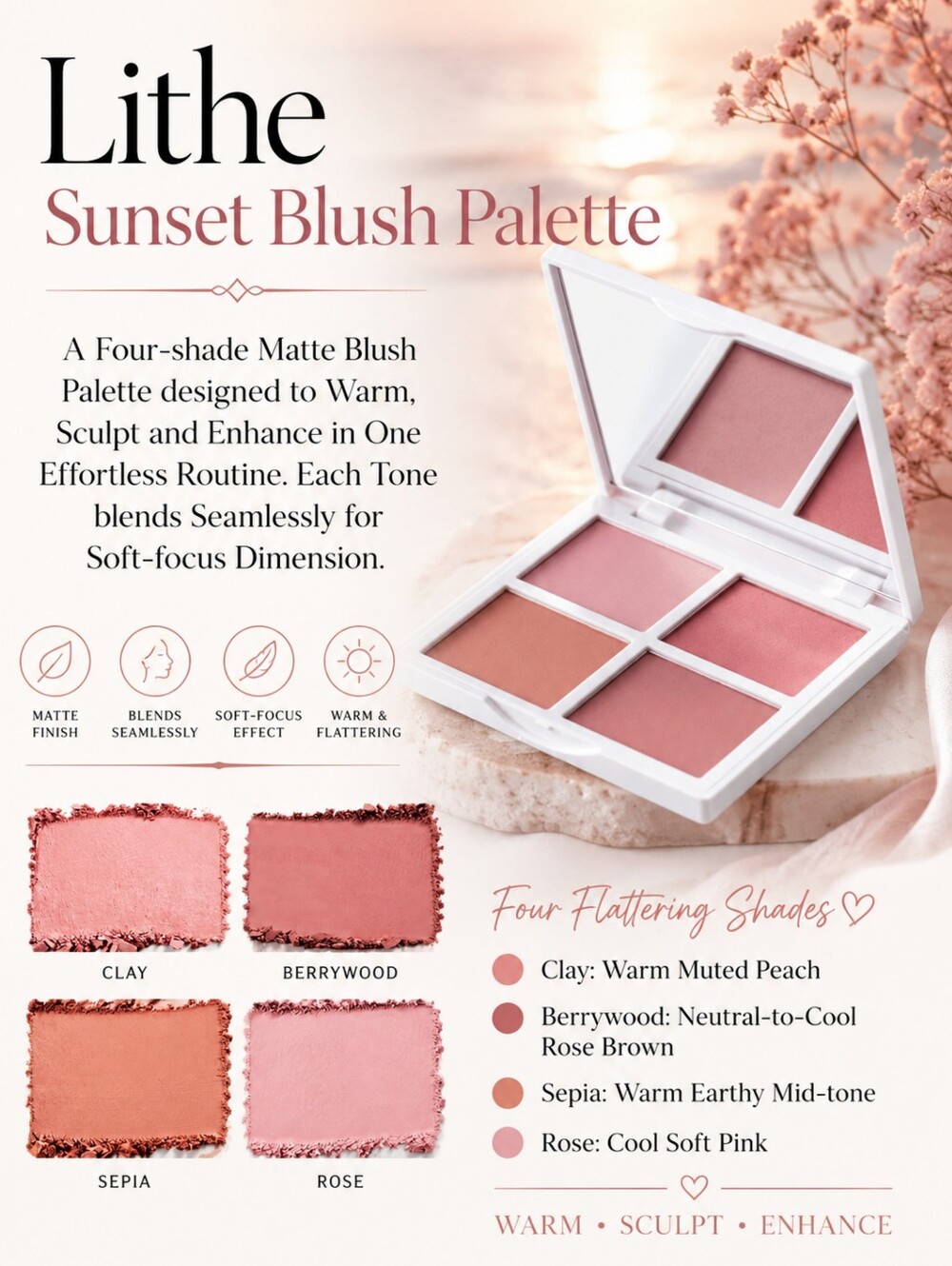 Lithe Sunset Blush 4 Shade Palette